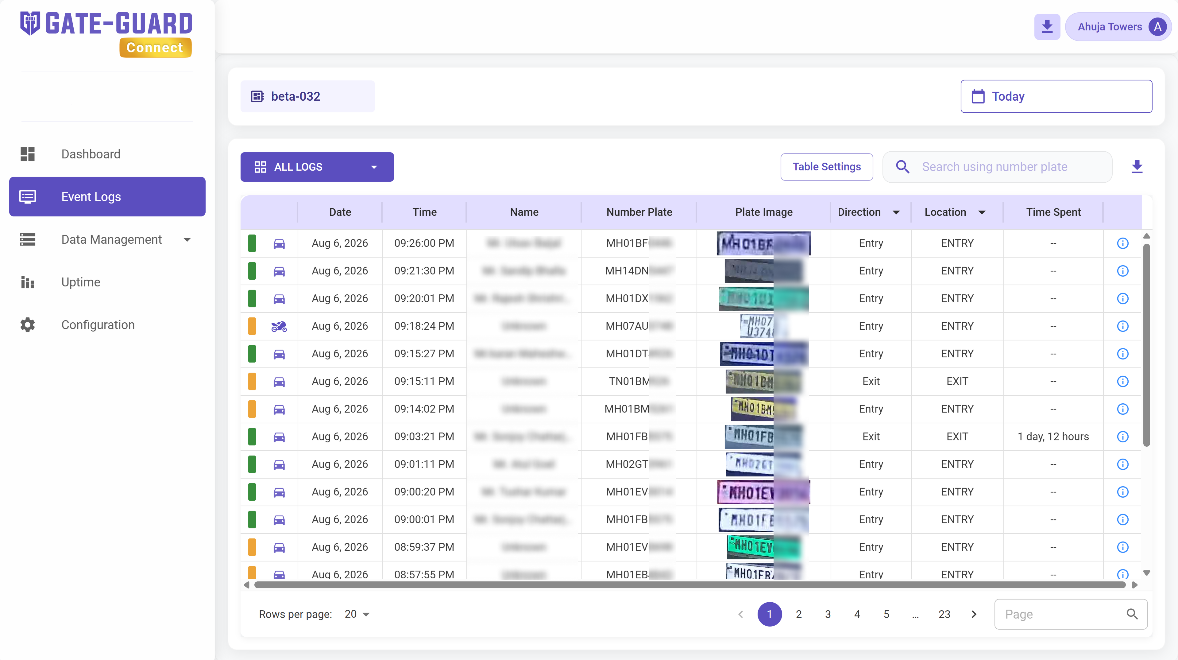 Every entry recorded in GateGuard Connect