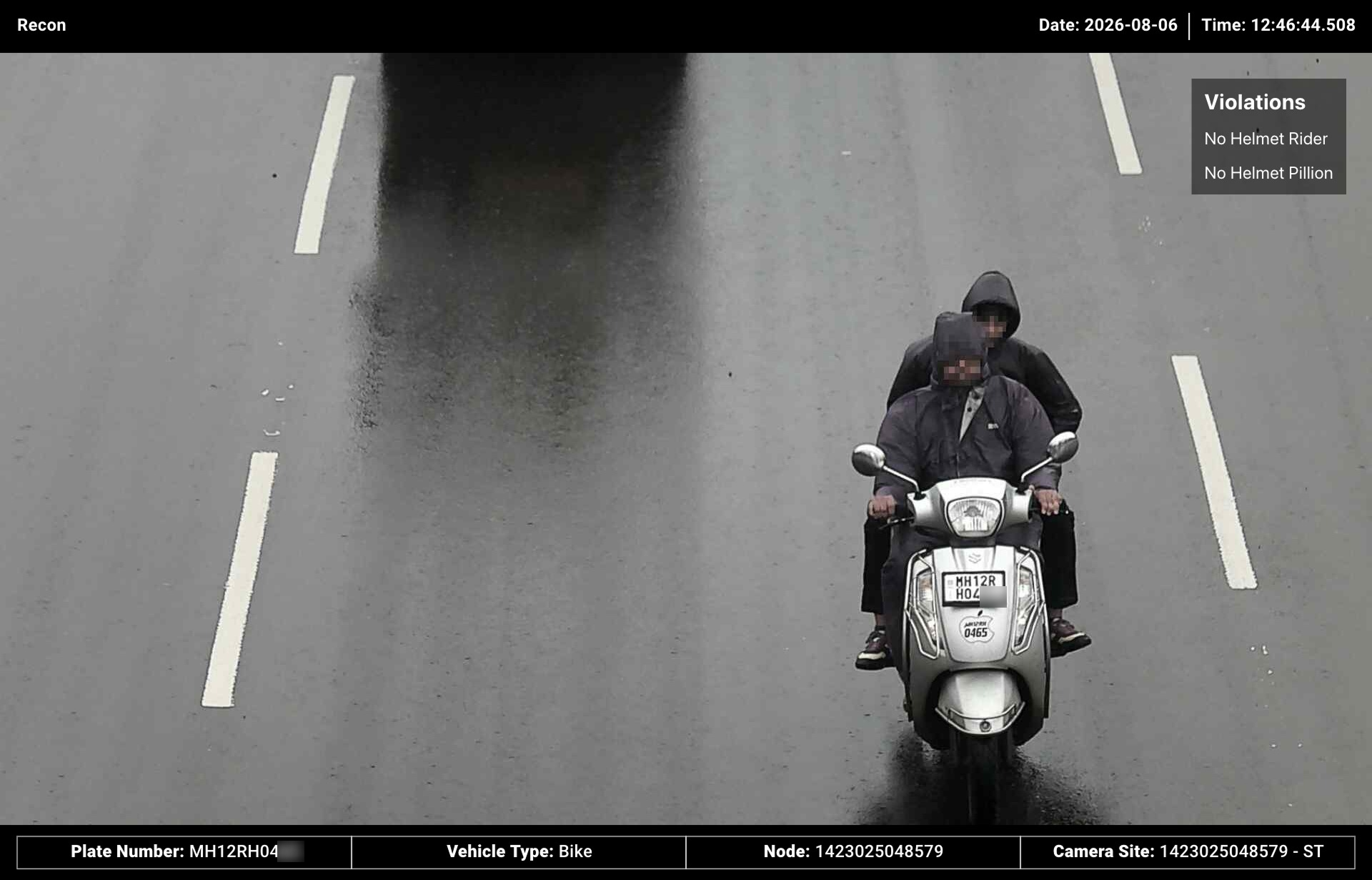 No Helmet evidence: day capture 1