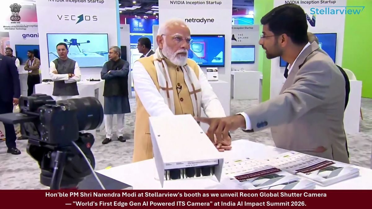 Prime Minister Modi visits the Stellarview booth at India AI Impact Summit 2026
